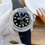 AAA Replica Rolex Submariner Diamond Watches SS Black Rubber Strap